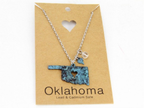 Patina Oklahoma State Map Chain Necklace