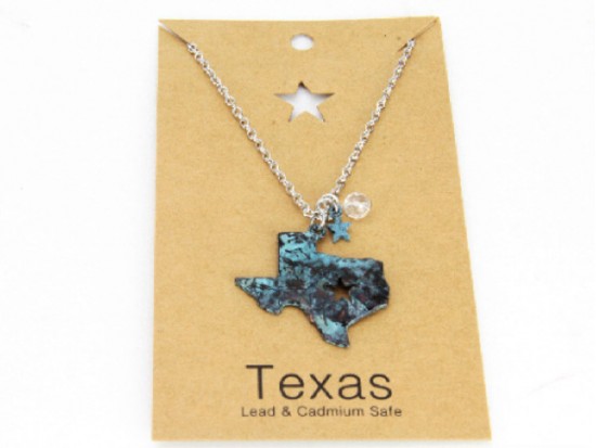 Patina Texas State Map Chain Necklace