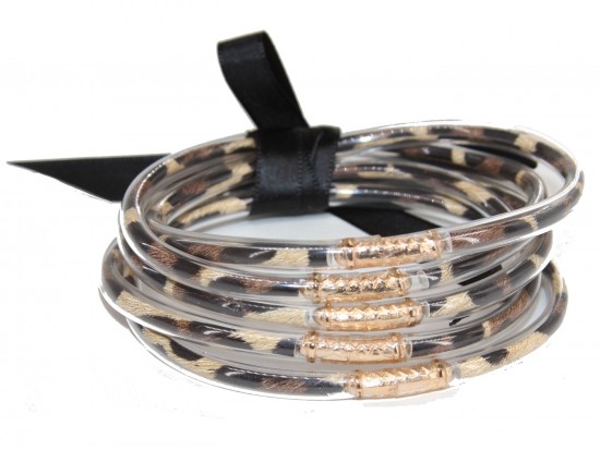 Animal Print Sparkle Rope Bracelet 5pc Set