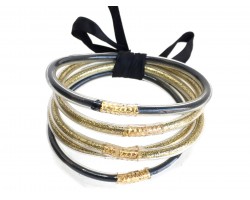 Black Gold Sparkle Rope Bracelet 5pc Set