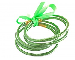 Green Sparkle Jelly Tube Bracelet 5pc Set