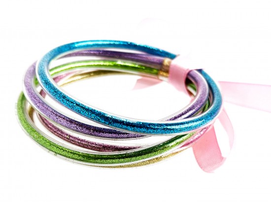 Light Multi Sparkle Jelly Tube Bracelet 5pc Set