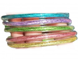 Light Multi Sparkle Jelly Tube Bracelet 5pc Set