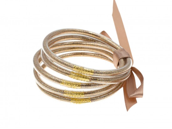 Rose Gold Sparkle Jelly Tube Bracelet 5pc Set