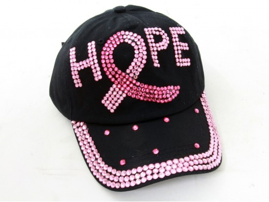 Pink Crystal Hope Cancer Black Baseball Cap