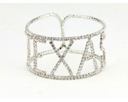 Silver Texas Clear Crystal Memory Wire Bracelet