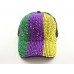 Mardi Gras Crystal Vertical Stripe Black Ball Cap