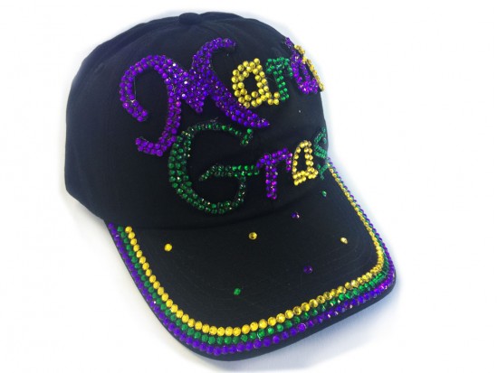 Mardi Gras Black Ball Cap