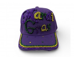 Mardi Gras Word Purple Ball Cap