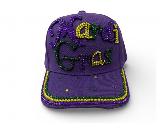 Mardi Gras Word Purple Ball Cap