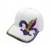 Mardi Gras Crystal Fleur De Lis White Ball Cap