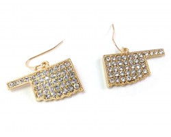 Gold Crystal Oklahoma Map Hook Earrings