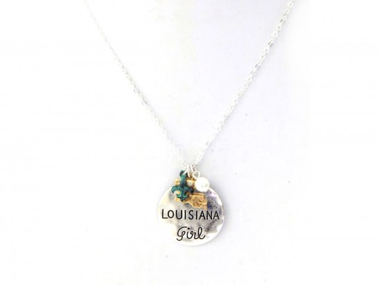 Silver Louisiana Girl Necklace