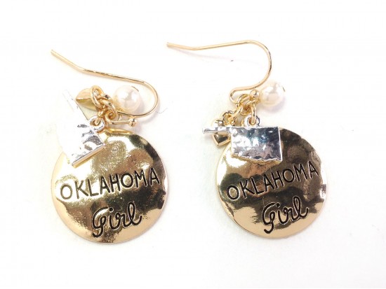 Gold Oklahoma Girl Hook Earrings