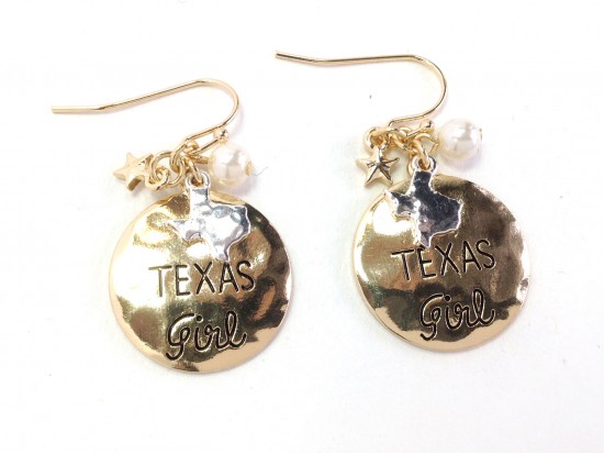 Gold Texas Girl Hook Earrings Gold Texas Girl Hook Earrings