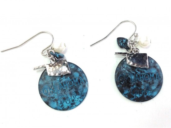 Patina Oklahoma Girl Hook Earrings Patina Oklahoma Girl Hook Earrings