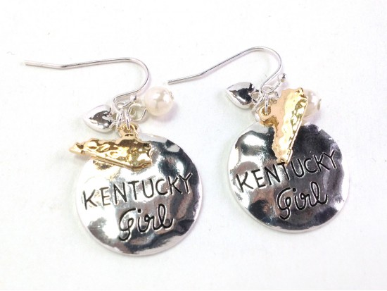 Silver Kentucky Girl Hook Earrings