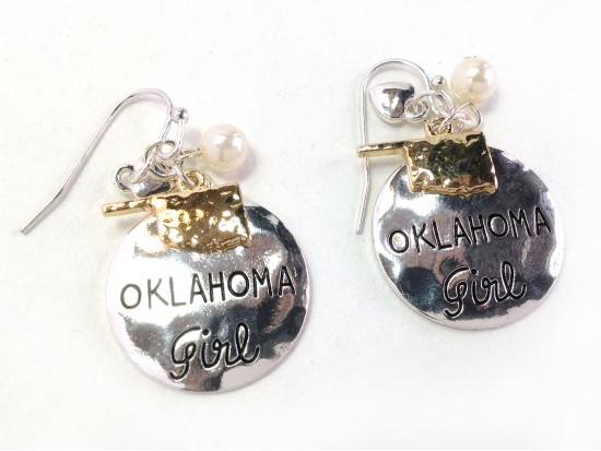 Silver Oklahoma Girl Hook Earrings