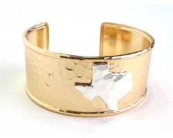 Gold Silver Texas Map Cuff Bangle