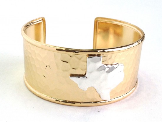 Gold Silver Texas Map Cuff Bangle