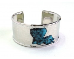 Patina Silver Louisiana Map Cuff Bangle