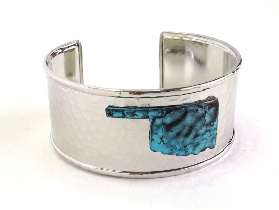 Patina Silver Oklahoma Map Cuff Bangle