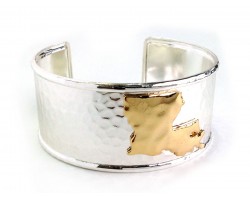 Silver Gold Louisiana Map Cuff Bangle