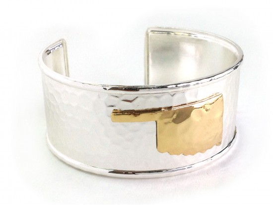 Silver Gold Oklahoma Map Cuff Bangle Silver Gold Oklahoma Map Cuff Bangle