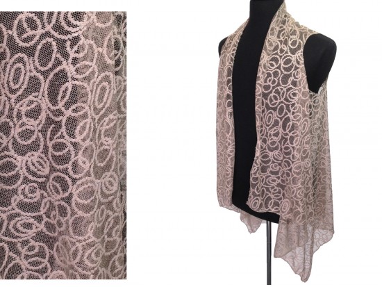 Taupe Circular Pattern Lace Sleeveless Cardigan Taupe Circular Pattern Lace Sleeveless Cardigan