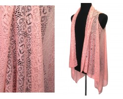 Coral Floral Daisy Lace Sleeveless Cardigan