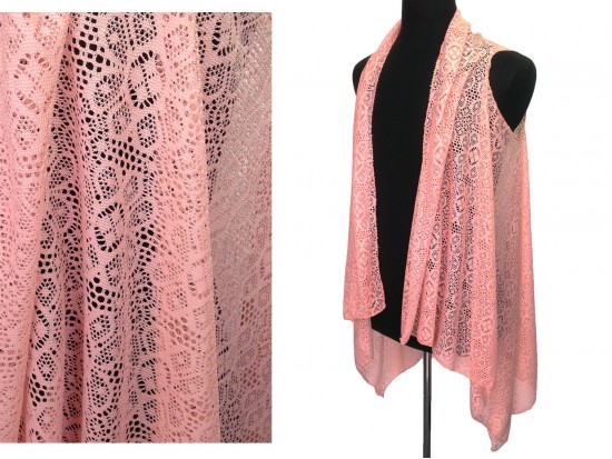 Coral Floral Daisy Lace Sleeveless Cardigan Coral Floral Daisy Lace Sleeveless Cardigan