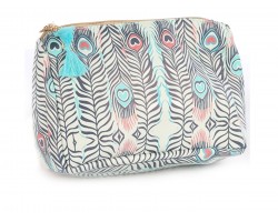 Turquoise Pink Feather Print Vinyl Bag Accessory