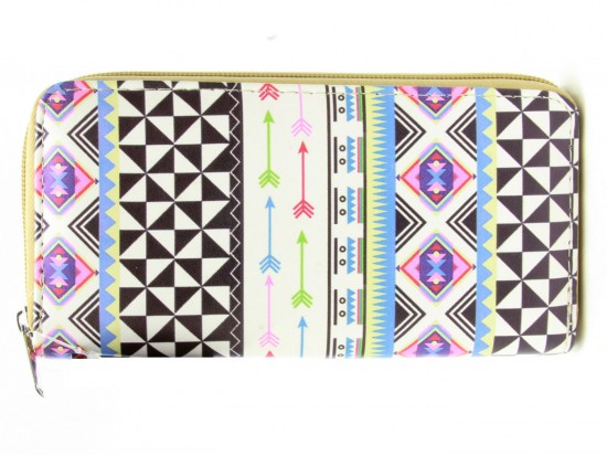 Multi Arrows Tribal Print Vinyl Clutch Wallet Multi Arrows Tribal Print Vinyl Clutch Wallet