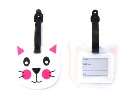 White Cat Face Silicon Luggage Tag