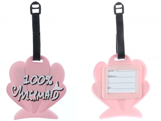 Pink 100% Mermaid Silicon Luggage Tag