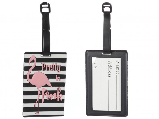 Pink Black Flamingo Silicon Luggage Tag