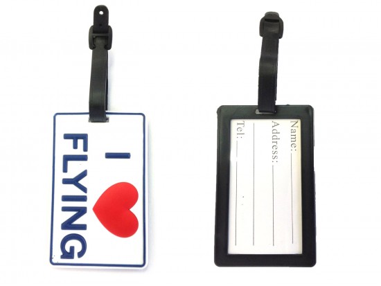White I Love Flying Silicon Luggage Tag