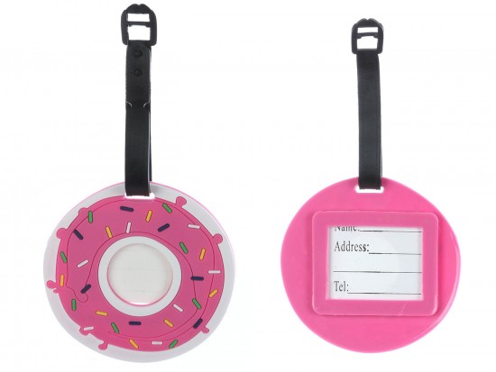Pink Doughnut With Sprinkles Silicon Luggage Tag