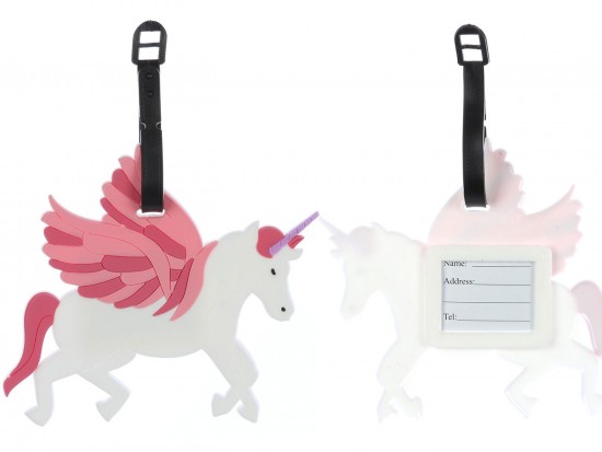 Pink Unicorn Wings Silicon Luggage Tag