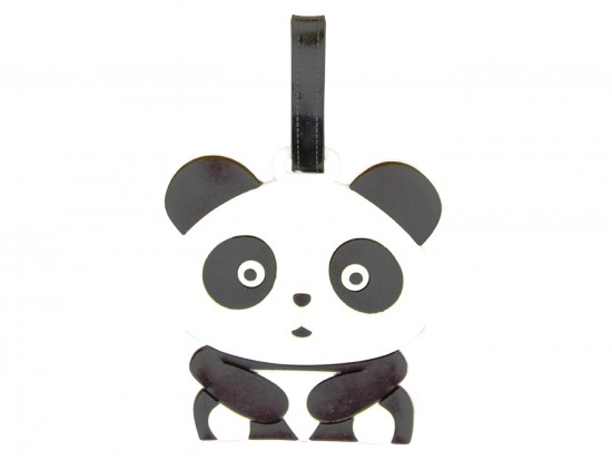 Black White Panda Bear Silicone Luggage Tag