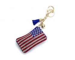 Red White Blue USA American Flag Puffy Key Chain