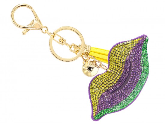 Mardi Gras Crystal Kiss Lips Puffy Keychain Mardi Gras Crystal Kiss Lips Puffy Keychain