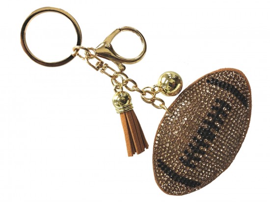 Gold Black Crystal Football Puffy Tassel Key Chain Gold Black Crystal Football Puffy Tassel Key Chain