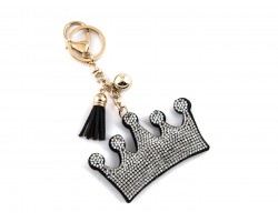 Clear Crystal Crown Tassel Puffy Keychain