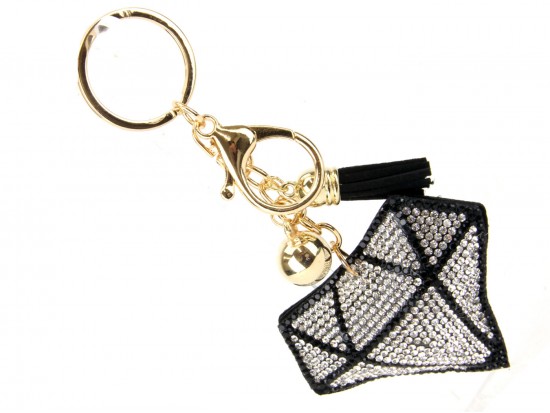 Clear Crystal Diamond Tassel Puffy Keychain