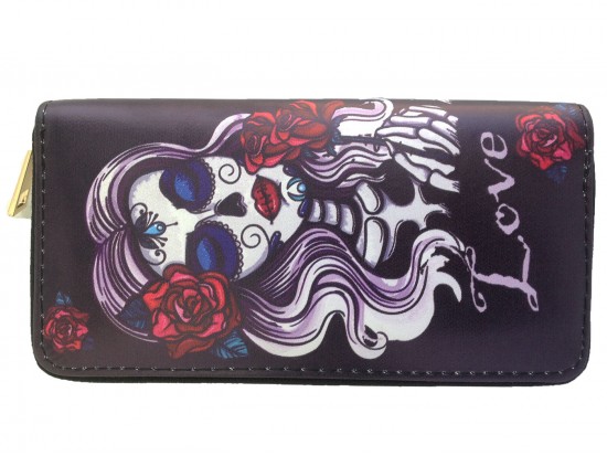 Black White Red  DAY OF THE DEAD Lady Zipper Wallet