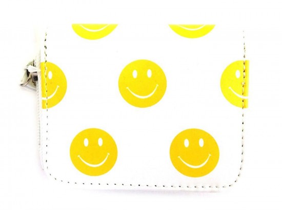 White Yellow Emoji Small Zipper Wallet White Yellow Emoji Small Zipper Wallet