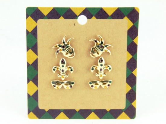 Mardi Gras Mask 3 set Post Earrings
