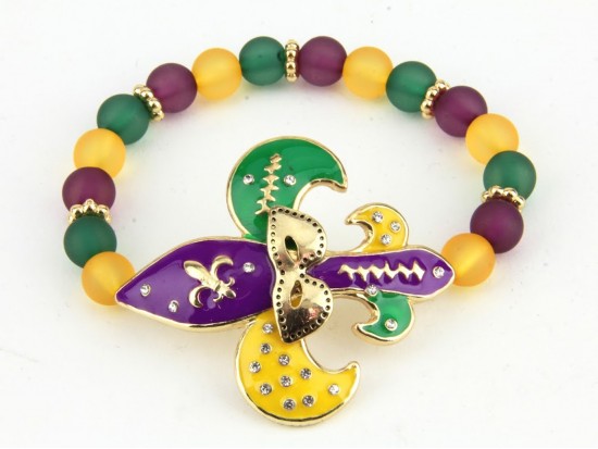 Mardi Gras Fleur De Lis Stretch Bracelet