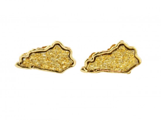 Gold Glitter Kentucky State Map Post Earrings